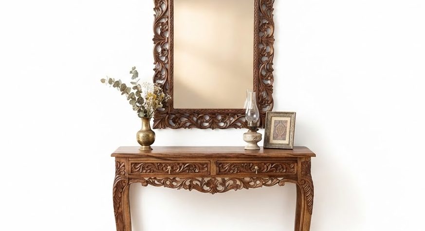 Carved Console & Mirror — detail view