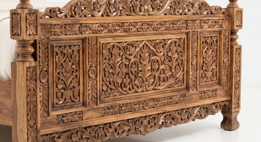 Chinioti Carved King Bed — detail view